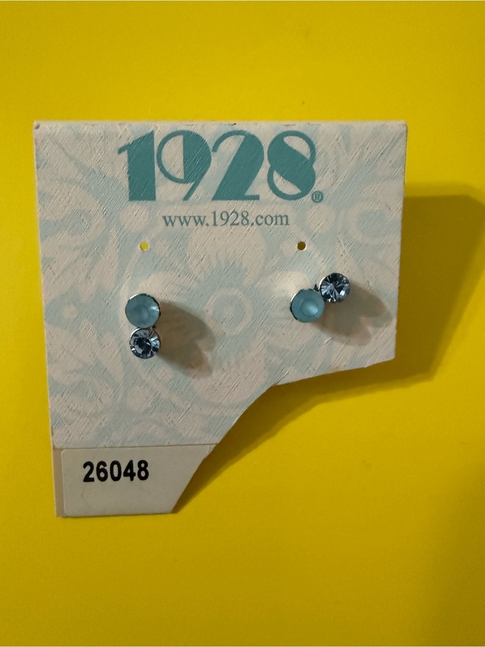 1928 Vintage Aquamarine Double Crystal Stud Earrings